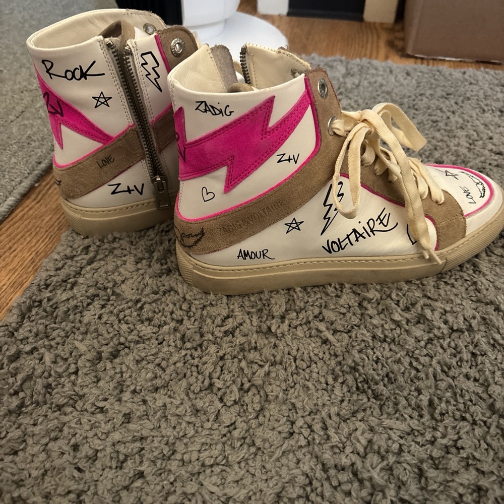 Barely worn zadig and Voltaire high top shoes size 7.